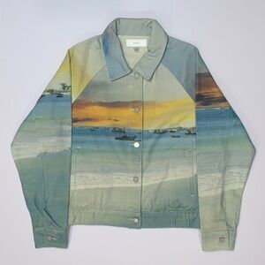 Blank NYC 'Lost in Paradise' Scenic Print Denim Jacket-Size L New